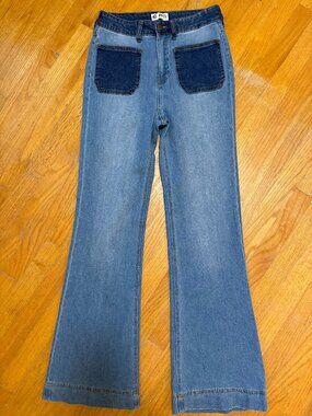 PTCL Ethical Clothing Holly Retro Two-Tone High Rise Flare Jeans Women's Size 29